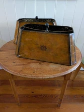 Pair Of large Rectangular Maitland-Smith Embossed Leather Lampshades 