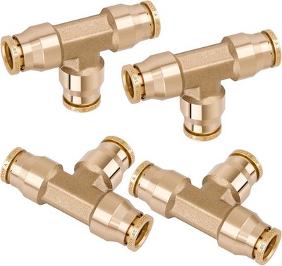 4PCS 3/8'' Tee Union DOT Air Fittings，3 Way Tube Air Line Adapter Quick Push to C