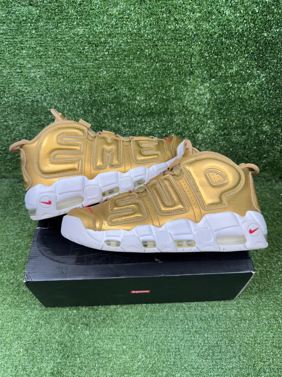 Nike Supreme x Air More Uptempo Metallic Gold for Sale