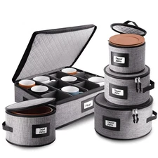 Fine China Hard Shell Dish Organizer - 5 Piece Stackable Mug and Plate Storag...