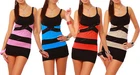 Womens Two Colors Mini Dress Strapped Short Fitted Elastic Tunic Bodycon 3004