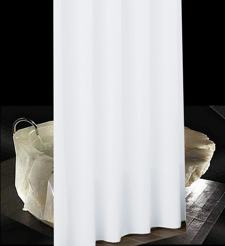 white shower curtain