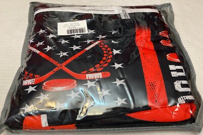 Feelyou Hockey Sheet Set American Flag Sports Queen Size 90in X 90in Red Black