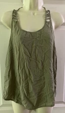 Women EAM  Sleeveless Solid Green Top Blouse Size L