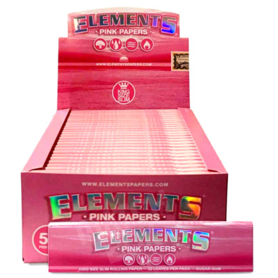 ELEMENTS Pink King Size Slim Rolling Papers 50 Pack 32 Leaves Free Shipping