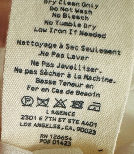 Blusa L’AGENCE Marfil Talla Med Volantes Cuello Puños Abotonados Elastizada Seda - Imagen 8 de 9