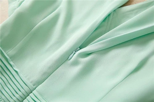 Princess Designer Elegant Casual Party V-Neck Short Sleeve Midi Mint Dress - Picture 24 of 36