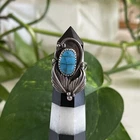 Vintage 925 Sterling Silver Turquoise Leaf Ring Size 7.5 Stamped No Signature
