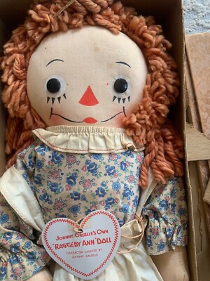 紙タグ付き∞ジョジーン80㎝ペアAnn＆Andy∞ラガディ 1998 Raggedy Ann Doll w Book-COA-Tag-1918 Volland