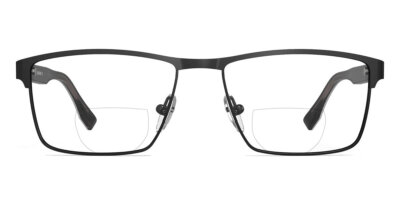 Schwarze Bifokalbrille JOHANN aus Metall mit Sehstärke + Addition NEU