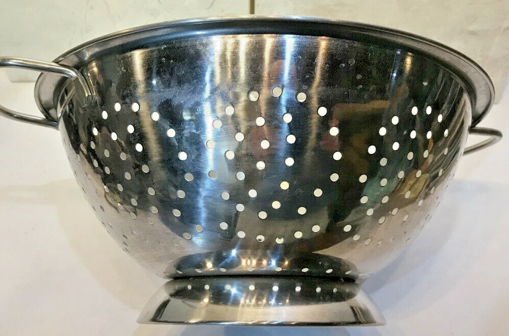 Vtg Farberware 2 Handle Stainless Steel Large COLANDER STRAINER w Pedestal Exc