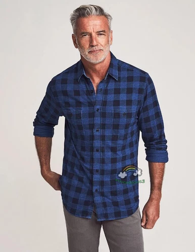 Brandneu Faherty Indigo Buffalo Langarm Strick Jahreszeiten Shirt M L XL - Bild 2 von 15