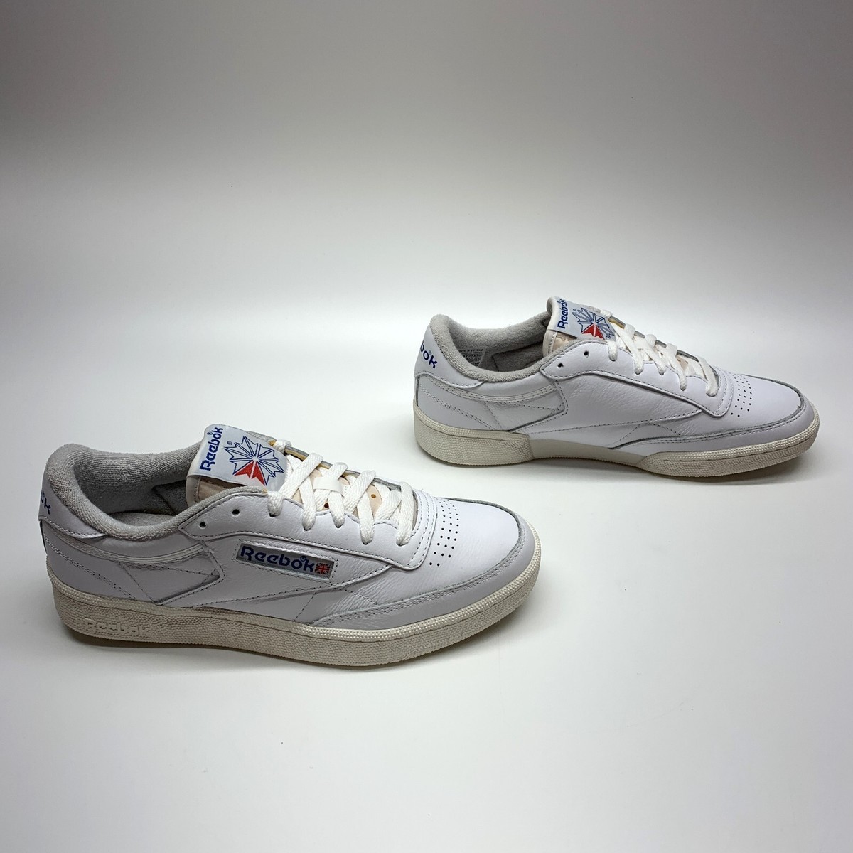 Reebok Club C 85 Vintage 100007875 White Chalk Blue Tennis Sneaker Shoes  Men