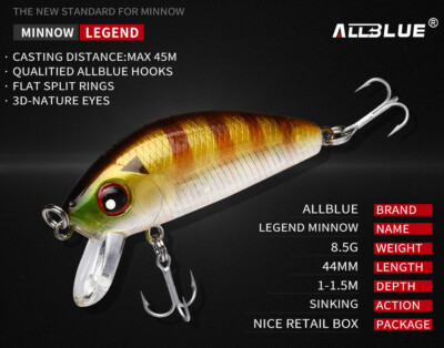Wobbler, Bean 44FS, Kunstköder, 44mm/8,5g, Forellenwobller, Barschwobbler