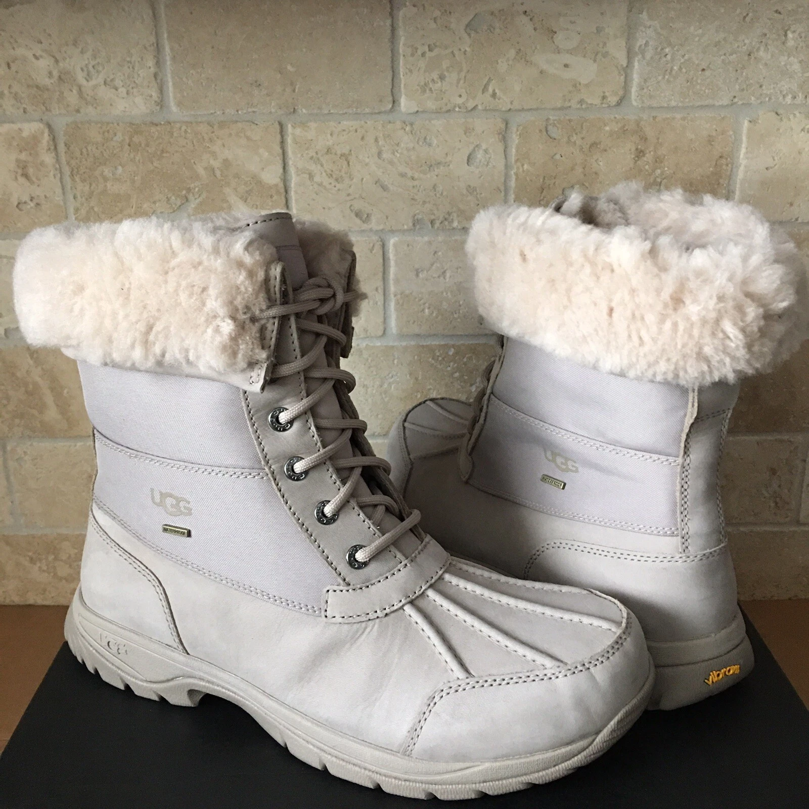 UGG Butte Mono Putty Waterproof Leather Textile Snow Boots Size US 9 Men