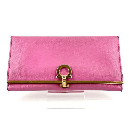 Salvatore Ferragamo Long Wallet Bi-fold Wallet Gancini Leather 0120 - Picture 2 of 12