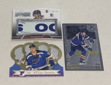 Al MaCinnis Blues Game Used Stickwork /40- Chrome/ Crown Royale (3) Card Lot!