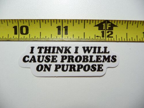 I CAUSE PROBLEMS ON PURPOSE DECAL STICKER FUNNY SARCASM SARCASTIC SAYING - Picture 1 of 1