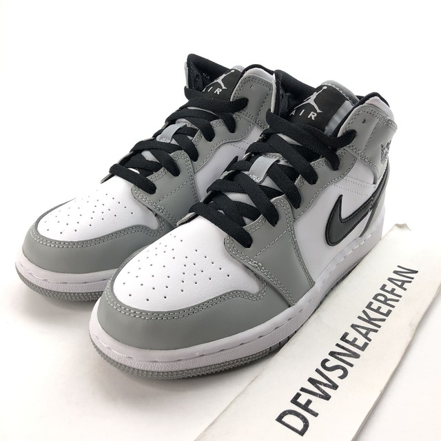 Nike Air Jordan 1 Mid GS Light Smoke Grey Size 6y Black White 554725-092 for sale online | eBay