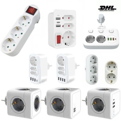 MARKENLOS EU Steckdose Steckdosenleiste Mehrfachsteckdose Steckdosenverteiler USB 3/4Fach