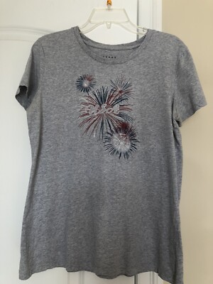 Gray July 4th Celebration100% Cotton  T-shirt Women's Size Medium