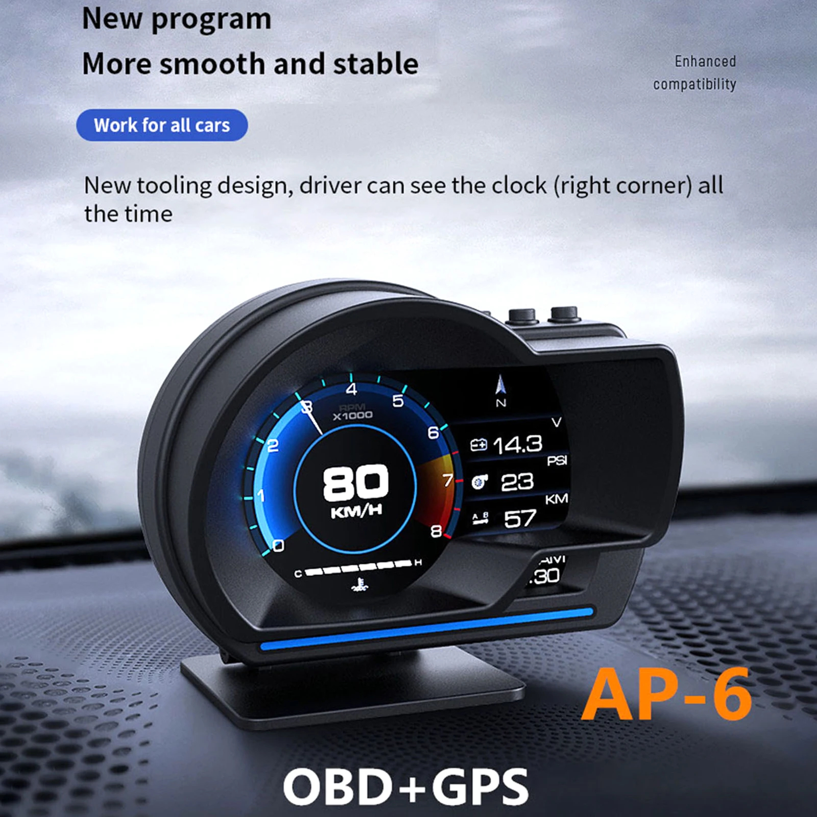 Car Head Up Display OBDⅡ+GPS Smart Gauge HD Speedometer Car Diagnostic Tool