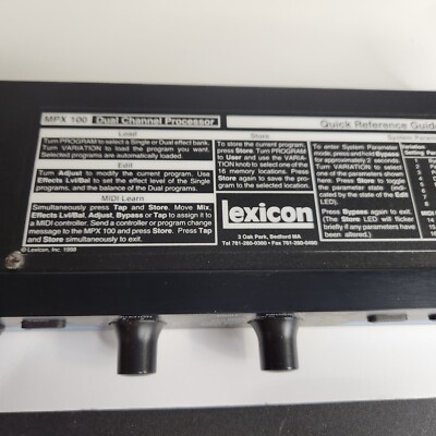 Lexicon MPX100 Dual Channel Effects Processor without power supply