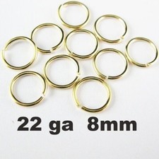 Vermeil Open Jump Rings,22 ga,8mm,18K Gold Plated over Sterling Silver 20pcs