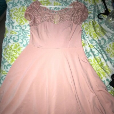 Wedtrend Blush Pink Lace Top Dress SzXL EUC | eBay