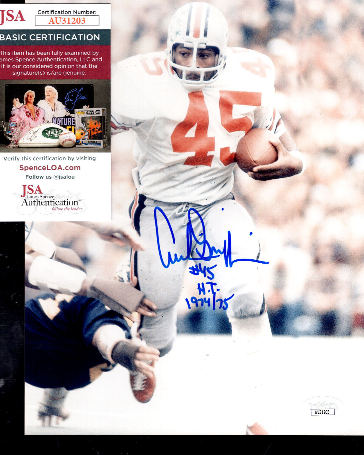Archie Griffin Autographed Signed Ohio State Buckeyes HOF "#45 H.T. 1974/75" Auto 8x10 Photo Buckeyes JSA COA 