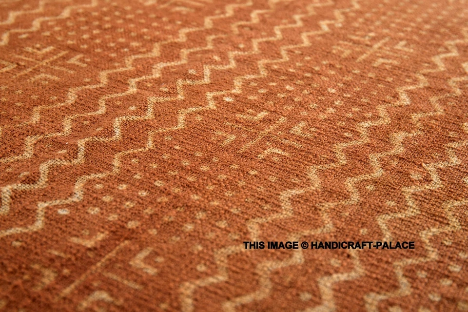 Rust Hand Block Gedruckte Decke Bohemian Mud Cloth Indische Sofa Bett Decke - Bild 3 von 3