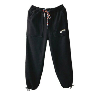 Damen Regenbogen Kordelzug Haremshose Winter Thermo Jogginghose Locker Freizeit