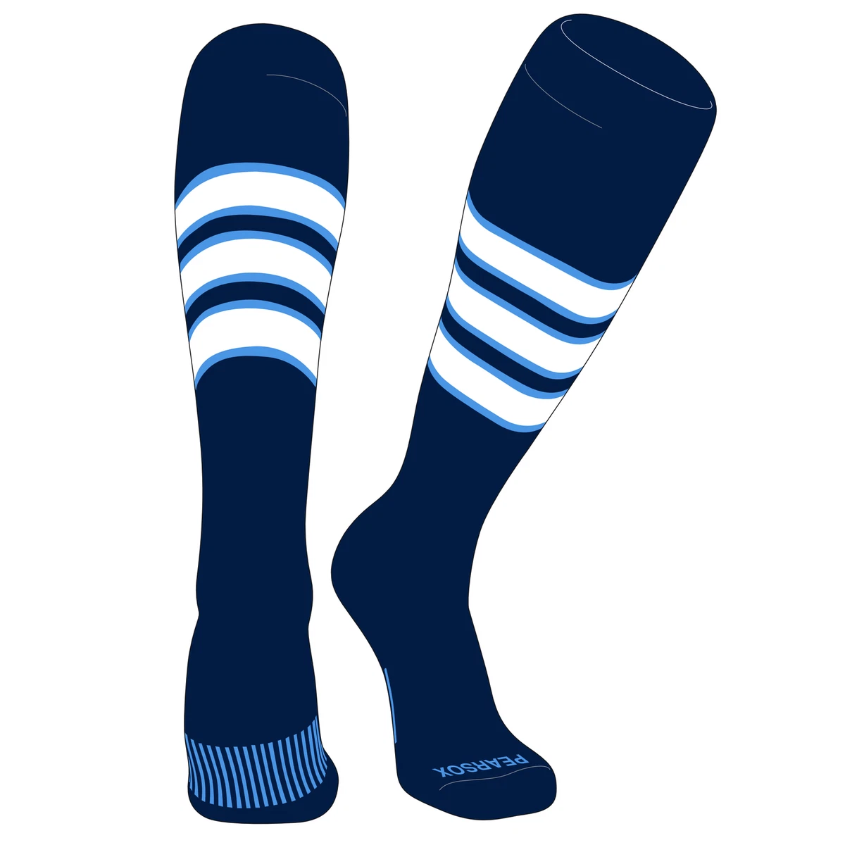PEAR SOX Chaussettes de baseball, softball, football rayées OTC Graphite, blanc, rouge, Graphite, blanc, rouge