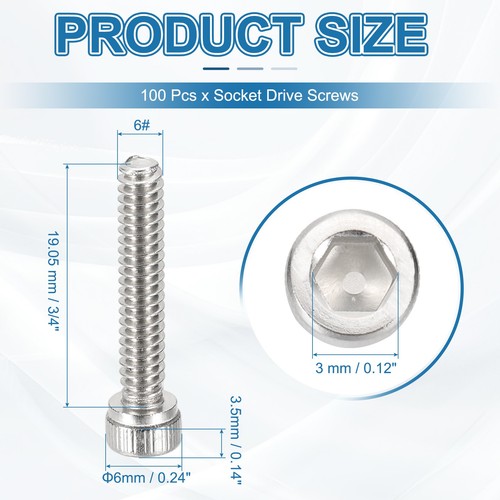 945337-3 Socket Head Cap Screw: #6-32 Thread Size, 3/4 In Lg, Std, Zinc - Foto 2