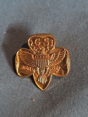 1950s Girl Scouts USA Trefoil Pin GS Eagle Emblem Mid-Century Uniform