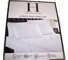 NEW Spirit Linen Home Solid Bonus Microfiber King White Sheet Set