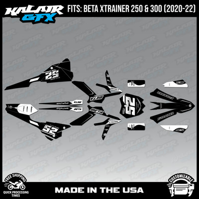 Graphics Kit for Beta Xtrainer 250 300 2020 2021 2022 Ominous Series - White