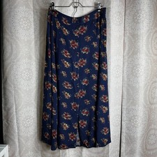 Vintage Sag Harbor Navy Floral Maxi Button Skirt Cottagecore Bloomcore Sz medium