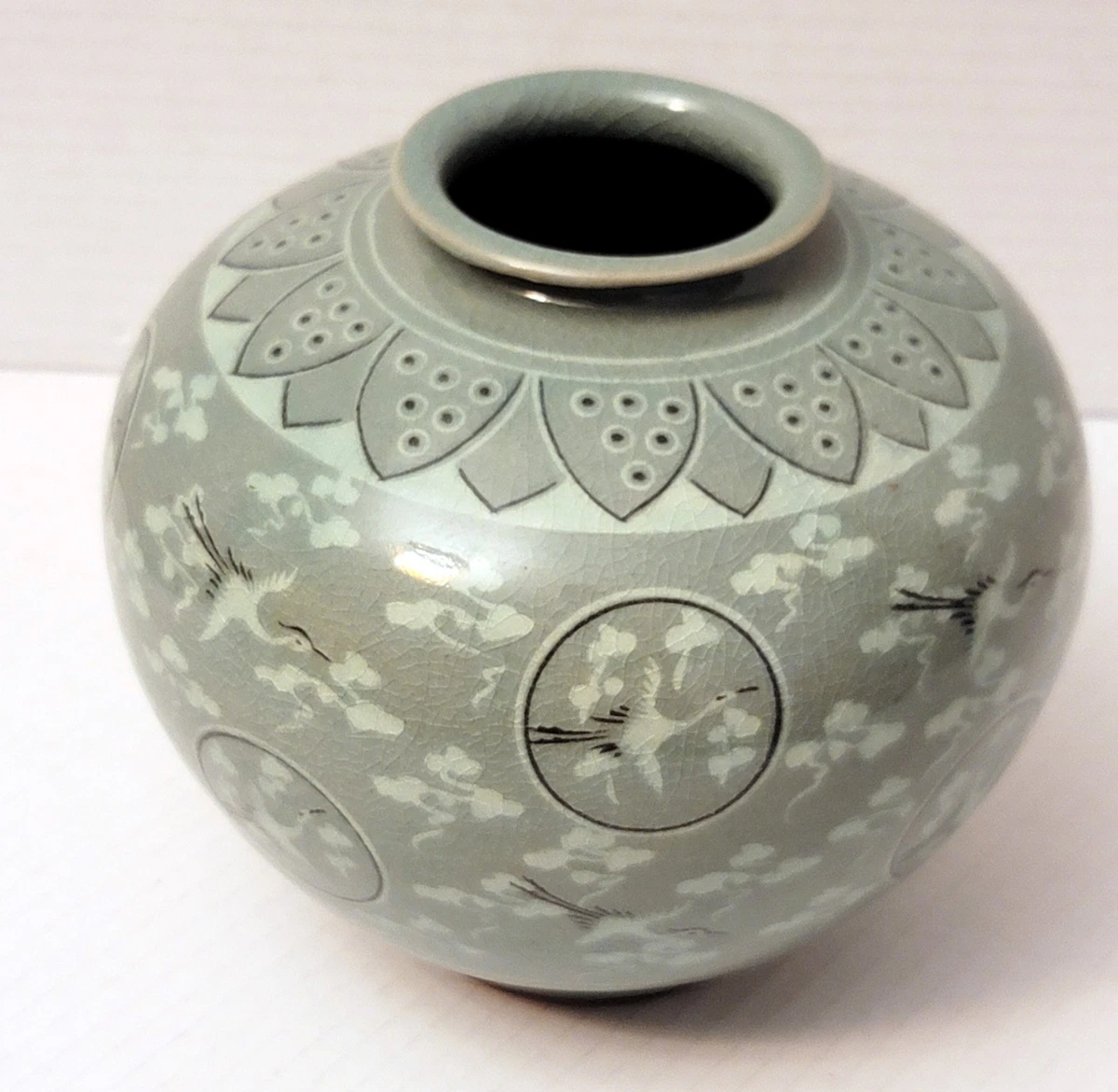 陶瓷绿色花瓶韩国古董| eBay