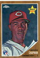 AROLDIS CHAPMAN 2011 TOPPS HERITAGE CHROME ROOKIE REFRACTOR  11/1962  #C117 REDS