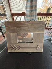 Rustic Wooden Picture Frame With Metal Arrow