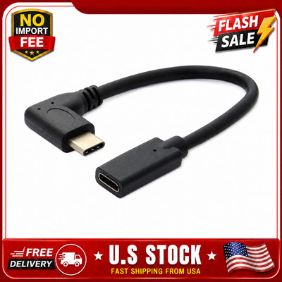 0.6FT USB C Right Angle Extension Cable USB 3.1 Gen2 10Gbps 100W 4K Male Female