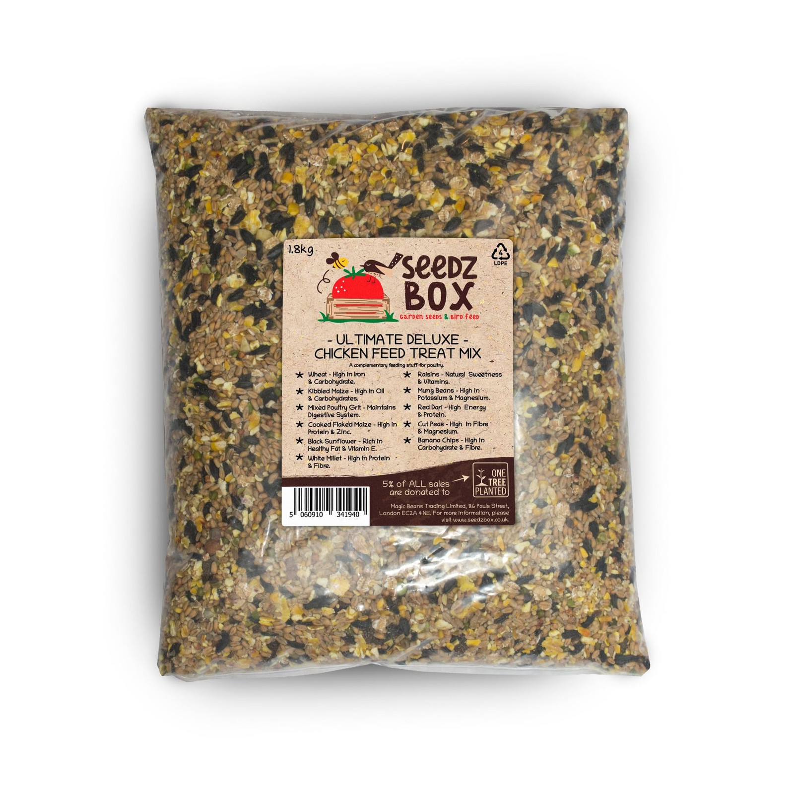 Chicken Feed Treat Mix 1.8kg - SeedzBox Deluxe Poultry Chicken Food - Natural...