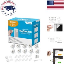 Child-Proof Magnetic Locks for Cabinets  Drawers - 10 Strong Adhesive Sets