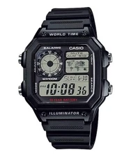 CASIO AE-1200WH-1A AE1200 CASINO ROYALE BLACK DIGITAL WATCH