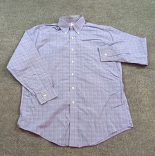 Brooks Brothers Shirt Mens 15.5-33 Blue Check Long Sleeve Cotton Button