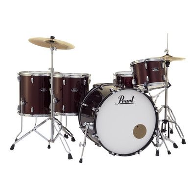 Pearl Roadshow 5-Pc Complete Drum Set w/22'' Kick, Cymbals & Hardware - Red Wine