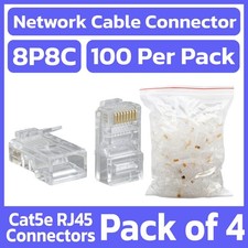 400 Pack RJ45 Modular Plugs 8P8C Cat5e Cat 5 LAN Ethernet Cable Connector Plug