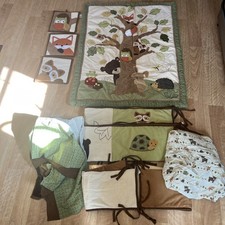 9pc Lambs  Ivy Crib Bedding Echo Woodland Blanket Wall Hangings Padded Runners