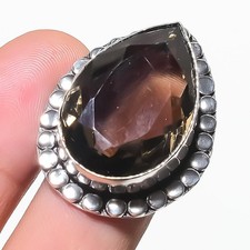 Smoky Quartz Pear Shape Gemstone Adjustable Ring Handmade Latest Jewelry FR 2342